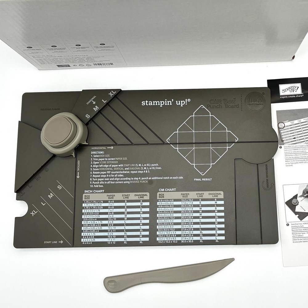 Stampin Up Gift Box and Bag Punch Board Set of 2 Paper Craft Scoring Tool - Picture 2 of 11